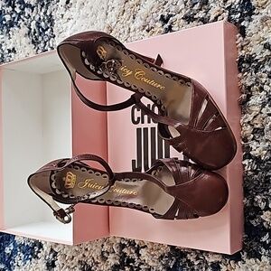 NWT Vintage AUTH Original Leather Juicy Couture Brown Patti Saddle Heels Size 7